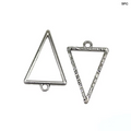 Triangle Textured Silver Pendant Bezels Set - 5 pcs